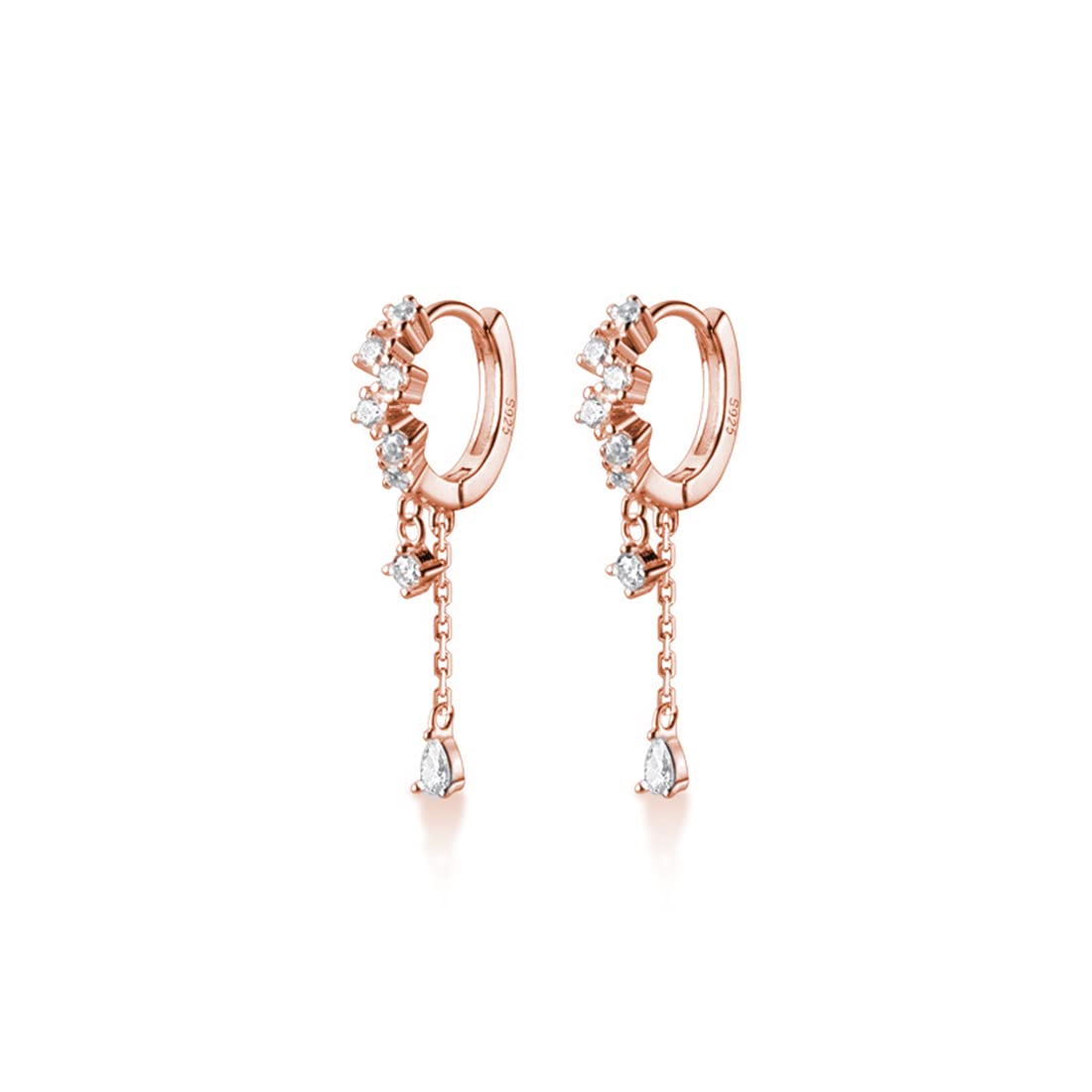 Aretes colgantes de Plata de Ley 925 con Oro Rosa