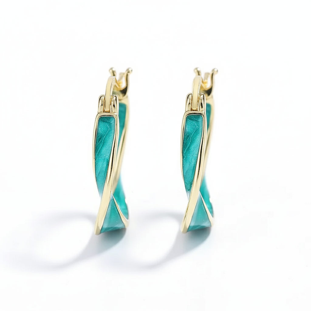 Aretes de Argolla Turquesa en Plata de Ley 925