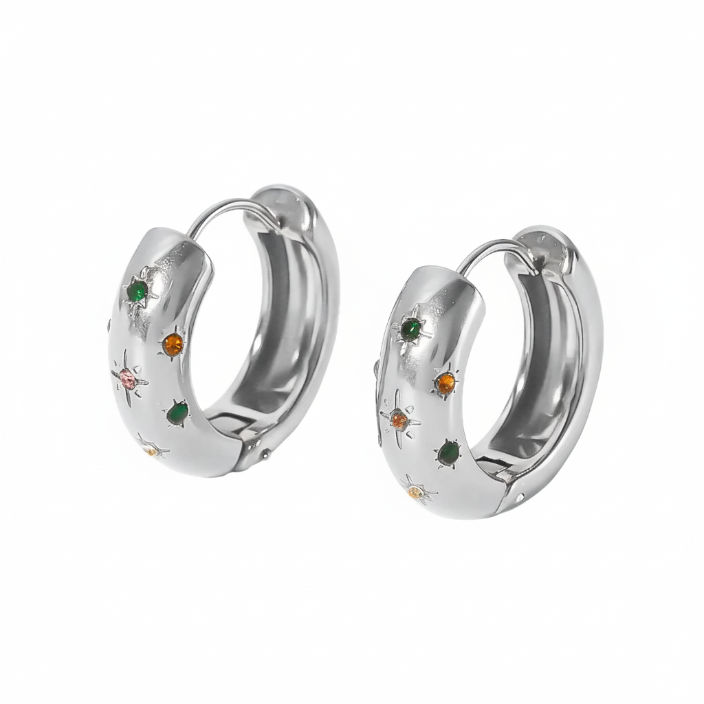 Aretes de Argolla en Acero Inoxidable Enchapado en Oro