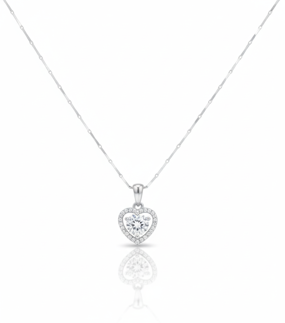 Collar Brillo de Corazón en Plata de Ley 925 Enchapado en Oro