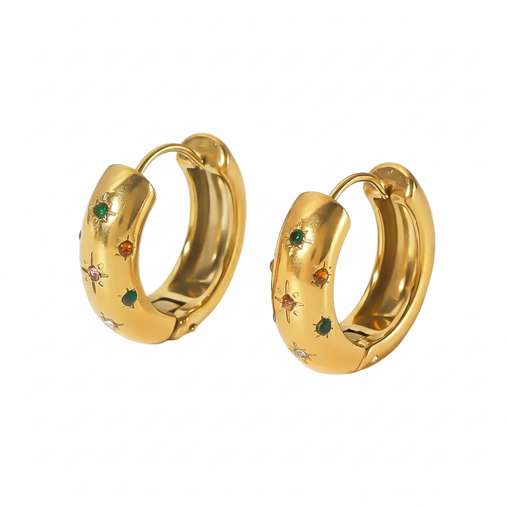 Aretes de Argolla en Acero Inoxidable Enchapado en Oro