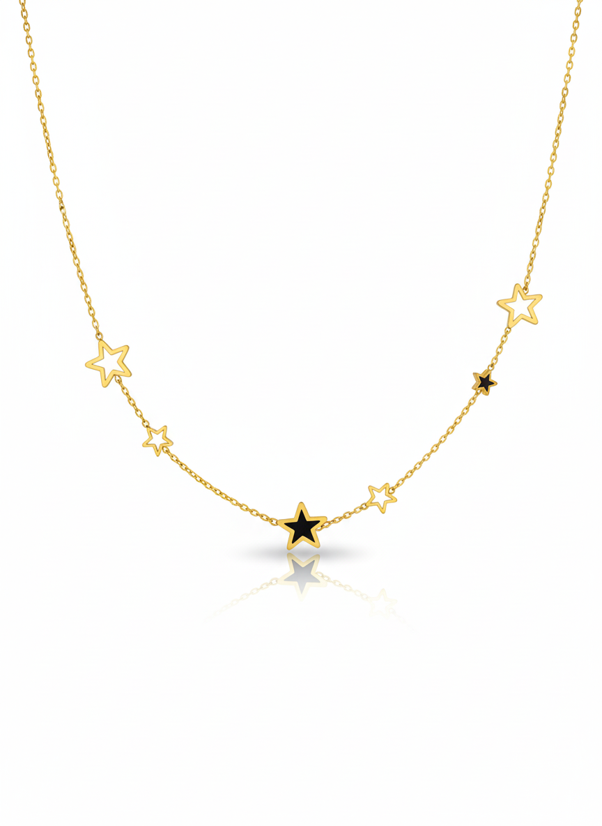 Collar de Estrellas en Acero Inoxidable Enchapado en Oro