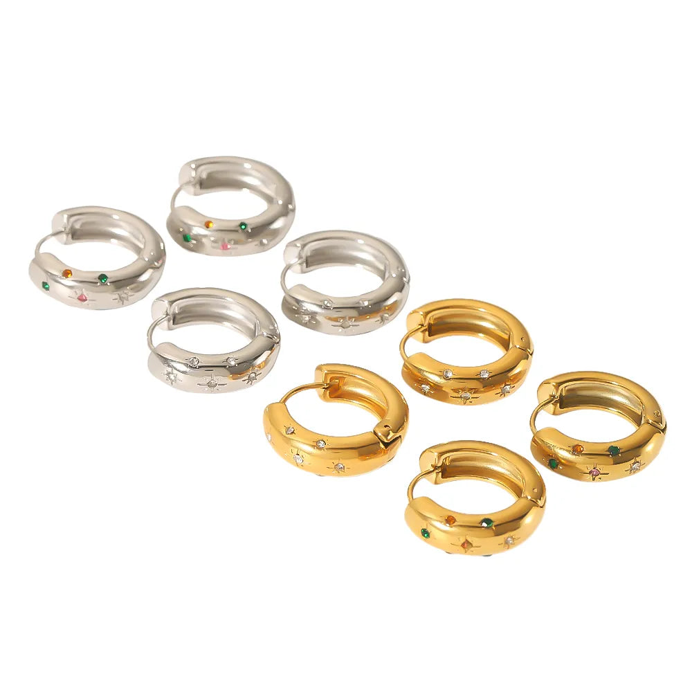 Aretes de Argolla en Acero Inoxidable Enchapado en Oro