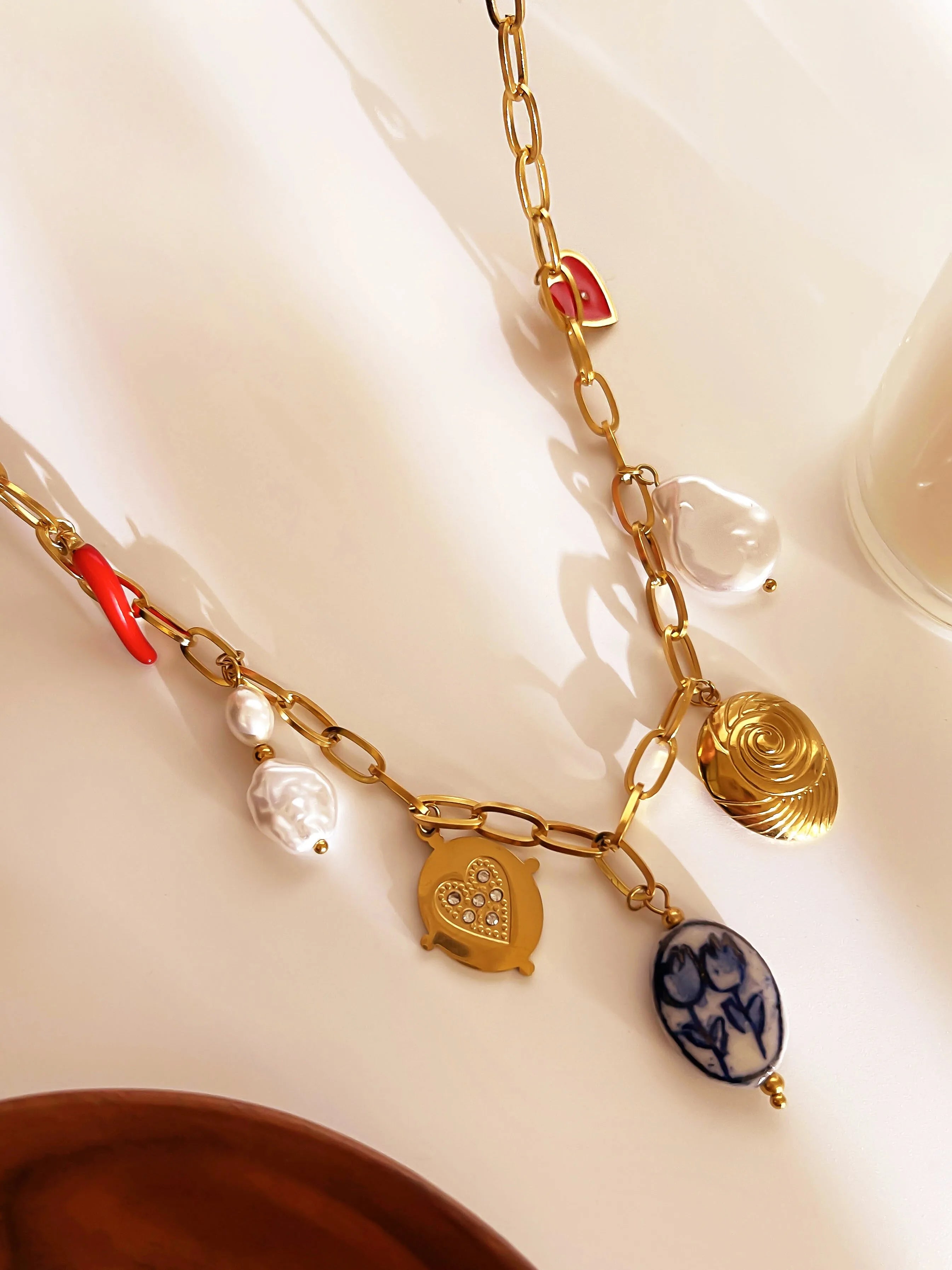 Collares Veraniego en Acero Inoxidable Chapado en Oro