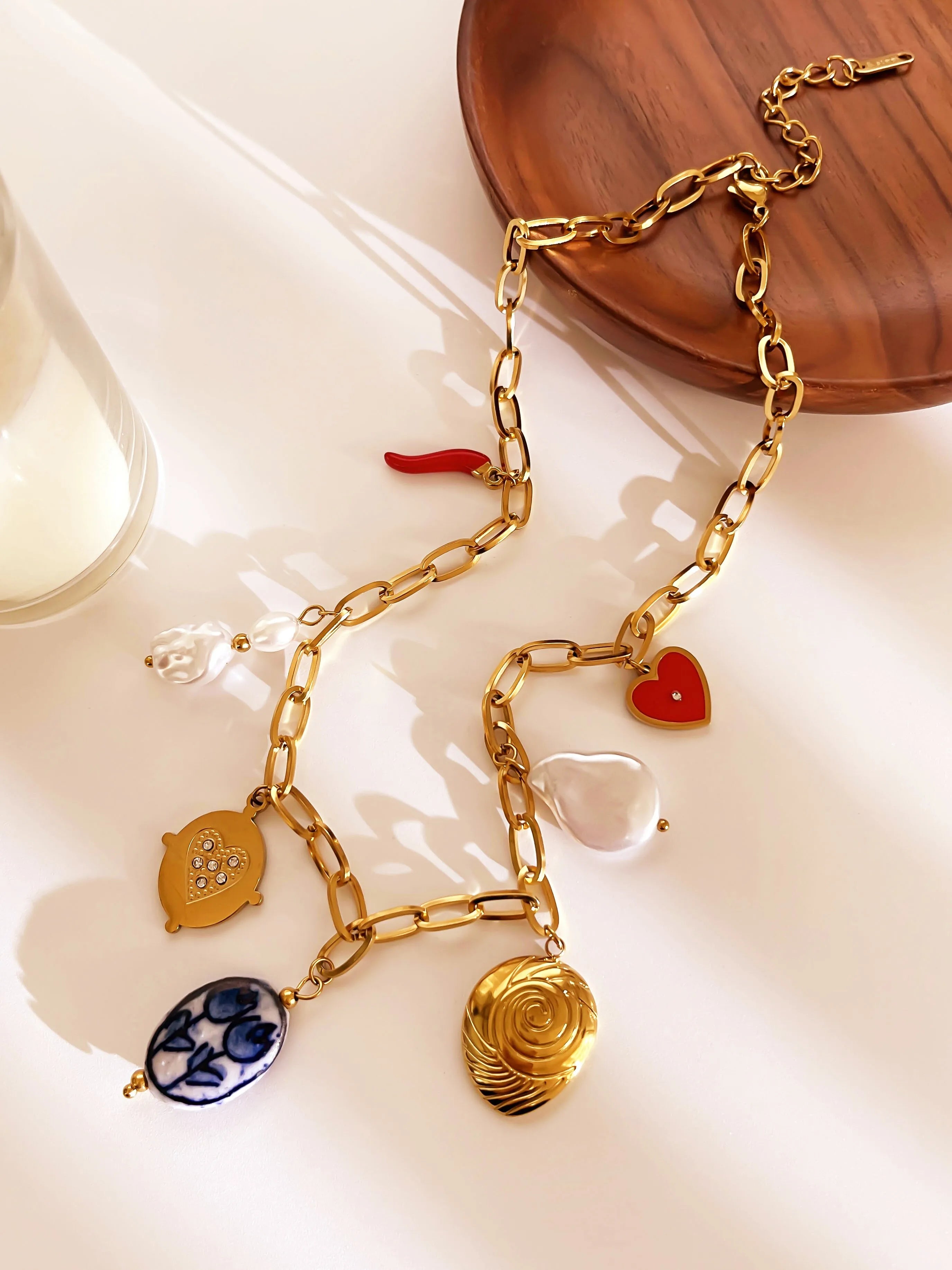 Collares Veraniego en Acero Inoxidable Chapado en Oro