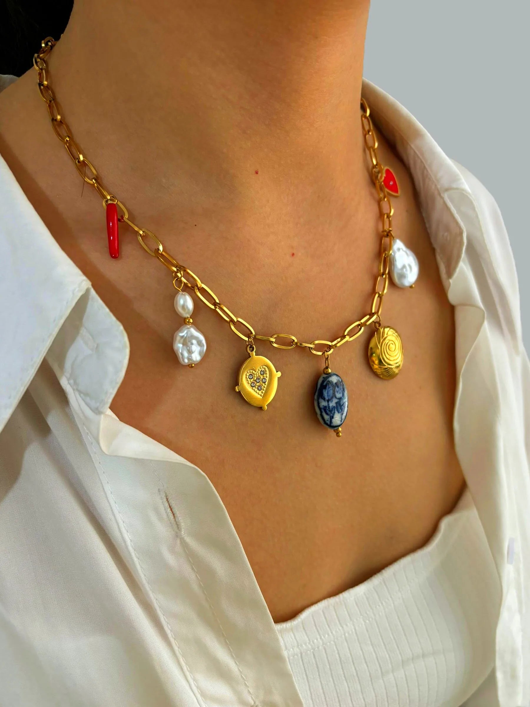 Collares Veraniego en Acero Inoxidable Chapado en Oro