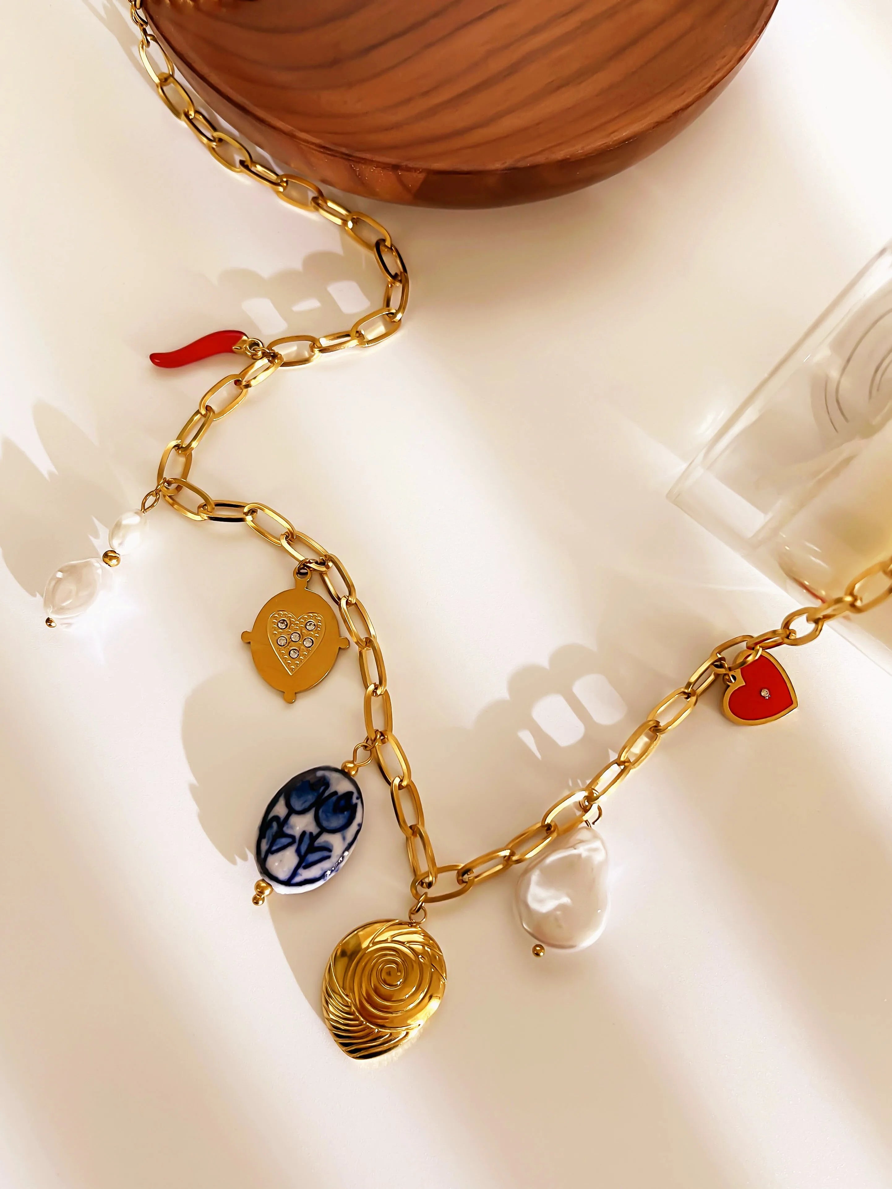 Collares Veraniego en Acero Inoxidable Chapado en Oro