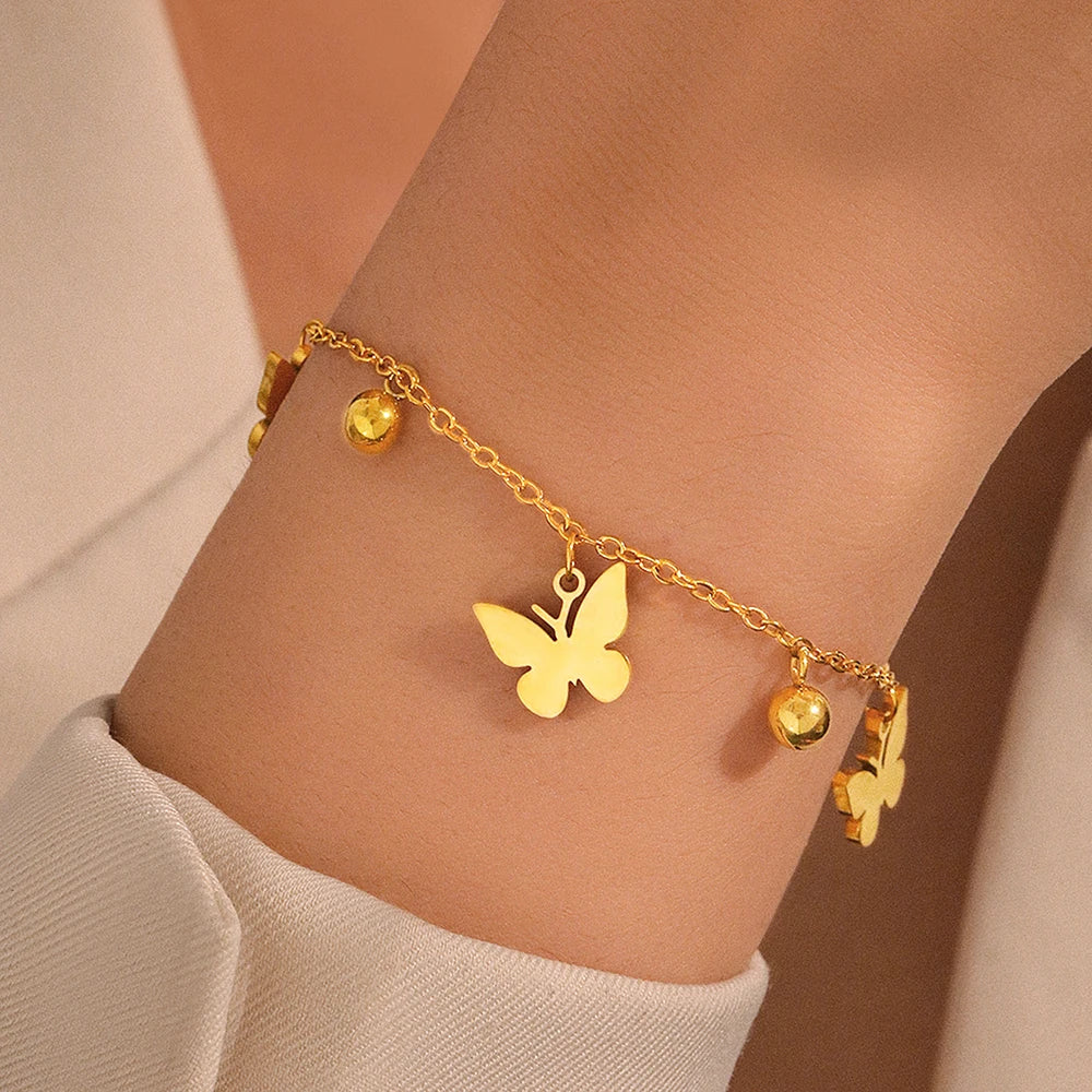 Pulsera de Mariposas en Acero Inoxidable 316L