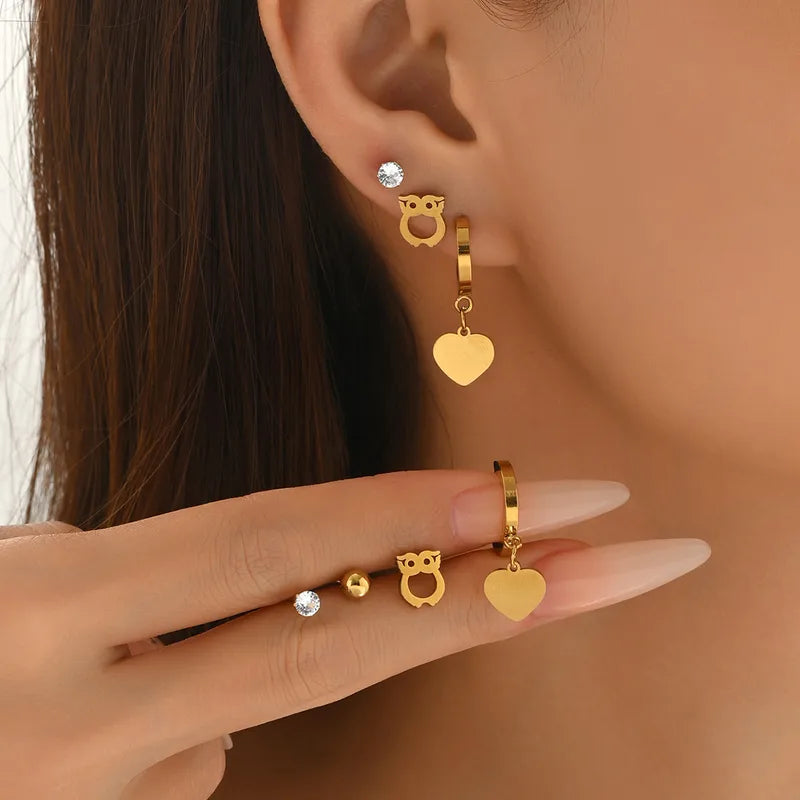 Aretes para Triple Perforación en Acero Inoxidable 316L Chapado en Oro