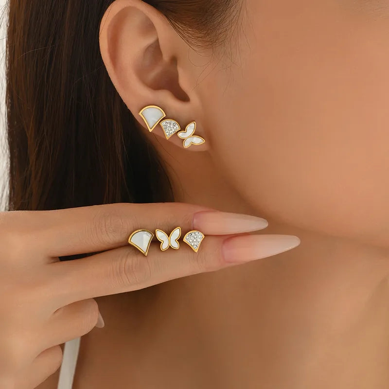 Aretes para Triple Perforación en Acero Inoxidable 316L Chapado en Oro