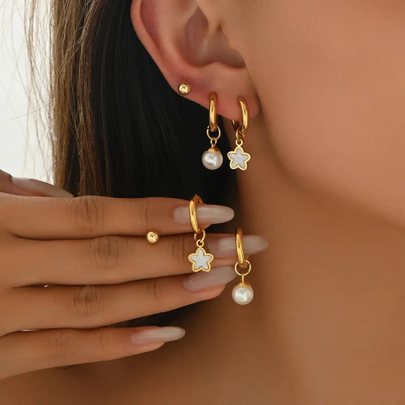 Aretes para Triple Perforación en Acero Inoxidable 316L Chapado en Oro