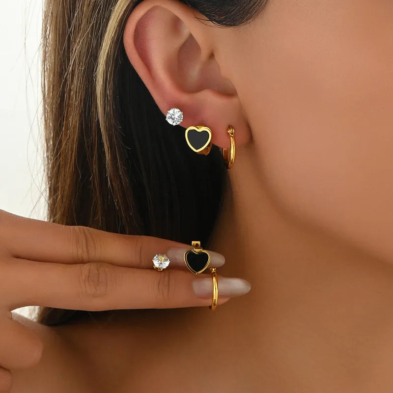 Aretes para Triple Perforación en Acero Inoxidable 316L Chapado en Oro