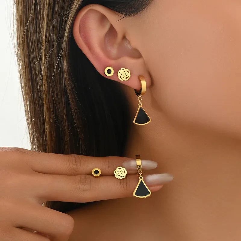 Aretes para Triple Perforación en Acero Inoxidable 316L Chapado en Oro