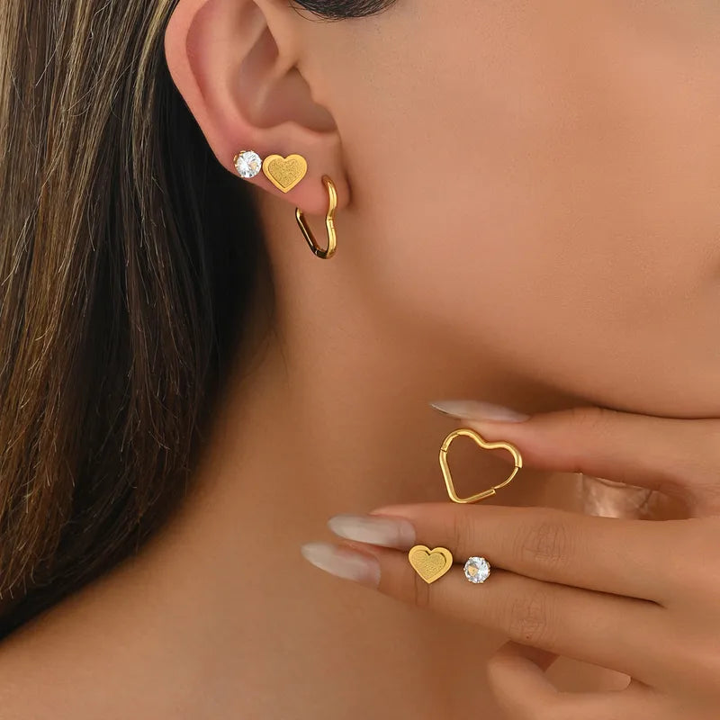 Aretes para Triple Perforación en Acero Inoxidable 316L Chapado en Oro