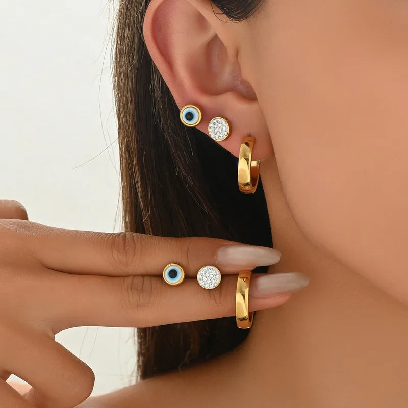Aretes para Triple Perforación en Acero Inoxidable 316L Chapado en Oro