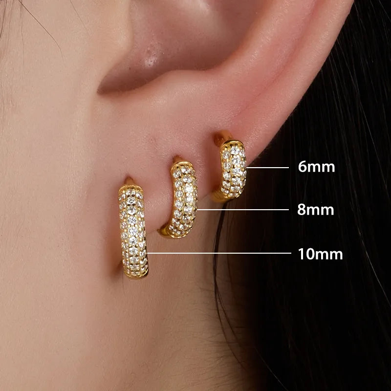 Aretes de Argolla en Plata de Ley 925 Enchapada en Oro