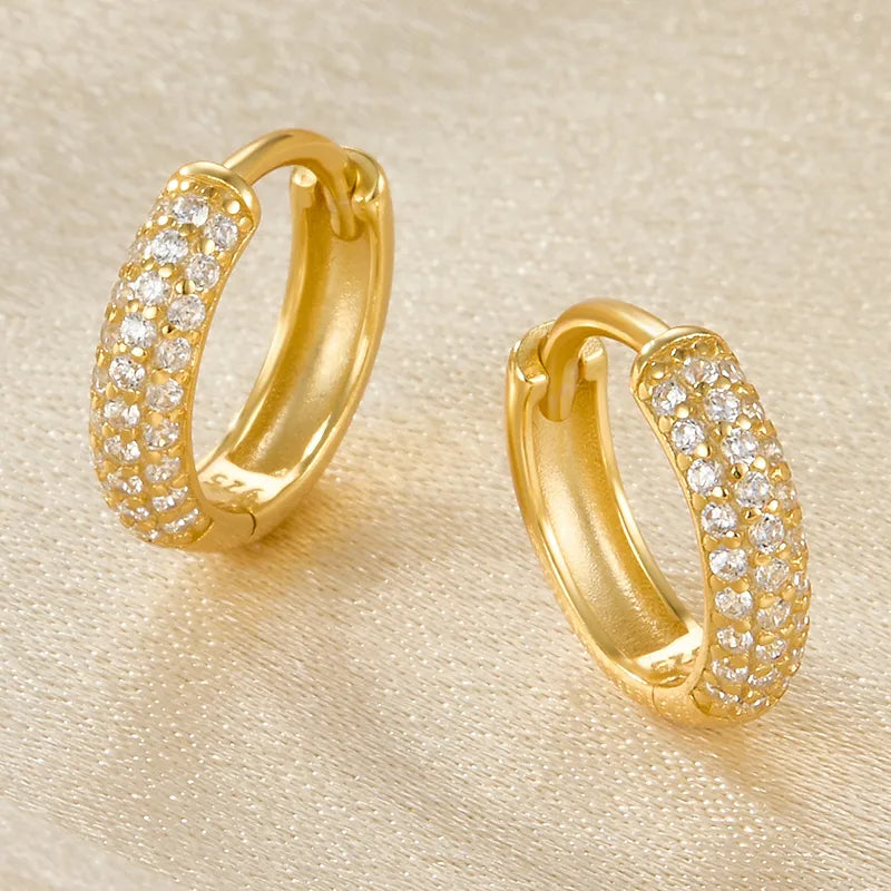 Aretes de Argolla en Plata de Ley 925 Enchapada en Oro