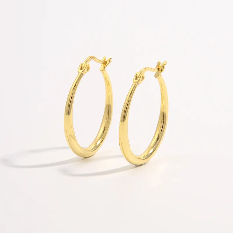 Aretes de Argolla en Plata de Ley 925 Enchapadas en Oro