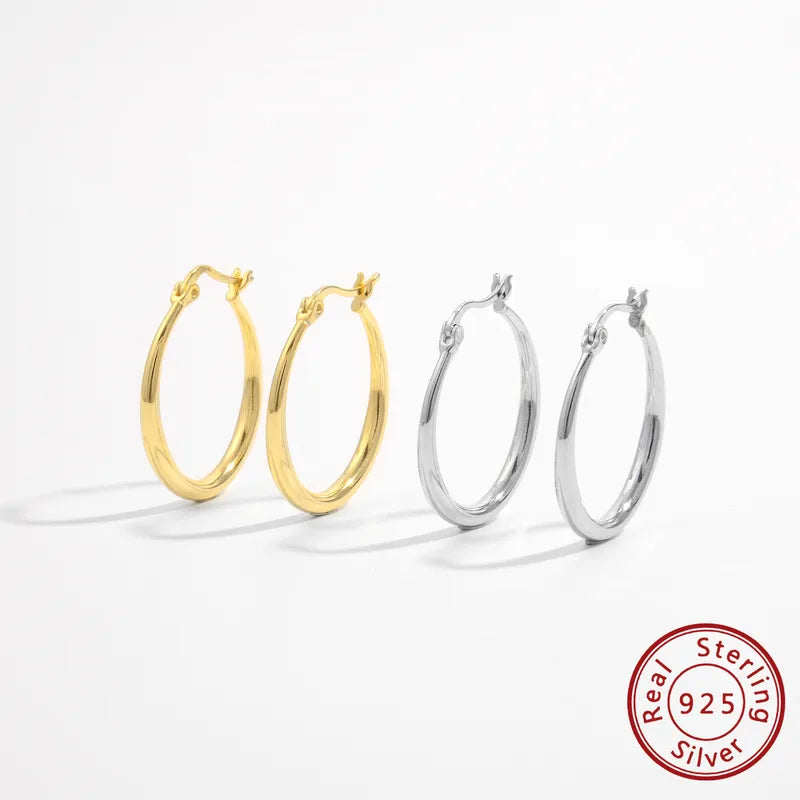 Aretes de Argolla en Plata de Ley 925 Enchapadas en Oro
