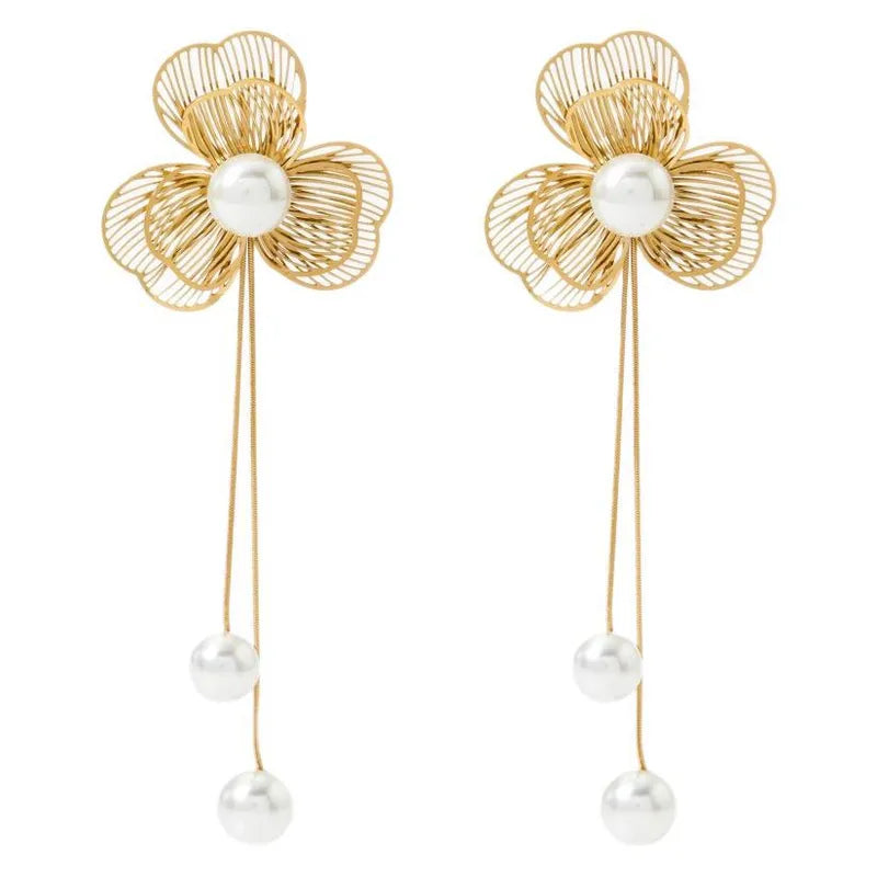 Aretes Estilo Retro en Acero Inoxidable Chapado en Oro