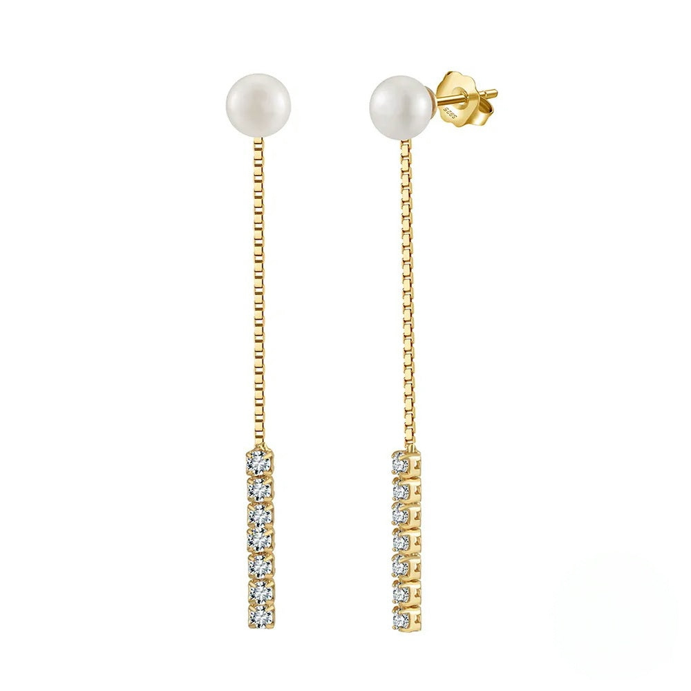 Aretes en Plata de Ley 925 y Perla Natural de Agua Dulce