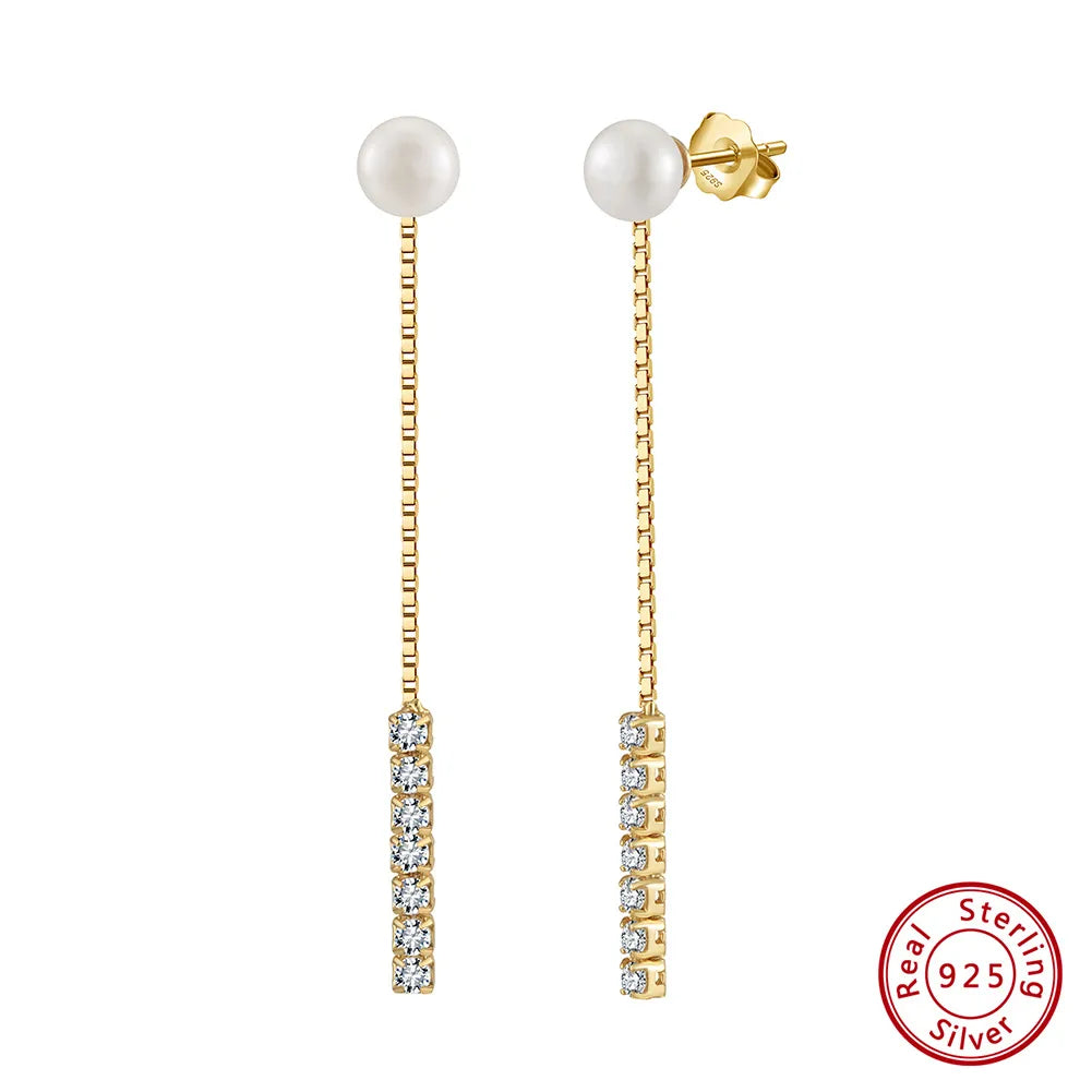 Aretes en Plata de Ley 925 y Perla Natural de Agua Dulce