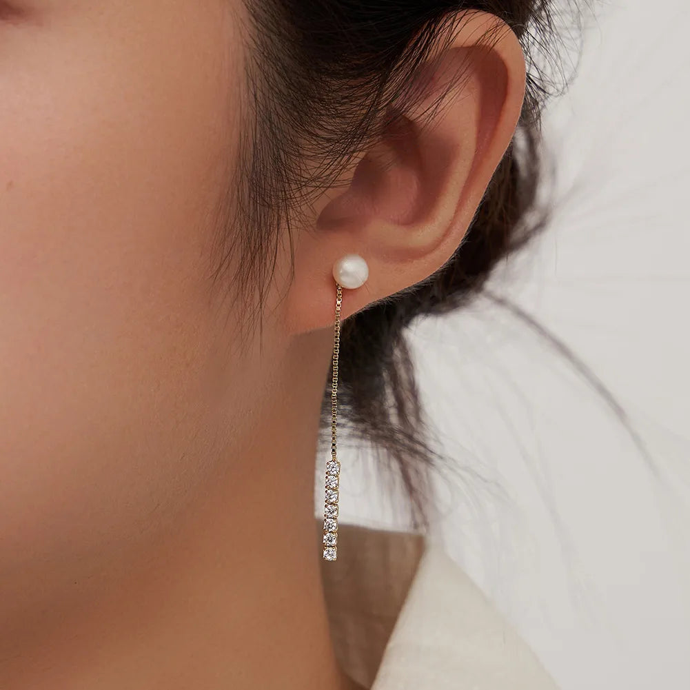 Aretes en Plata de Ley 925 y Perla Natural de Agua Dulce