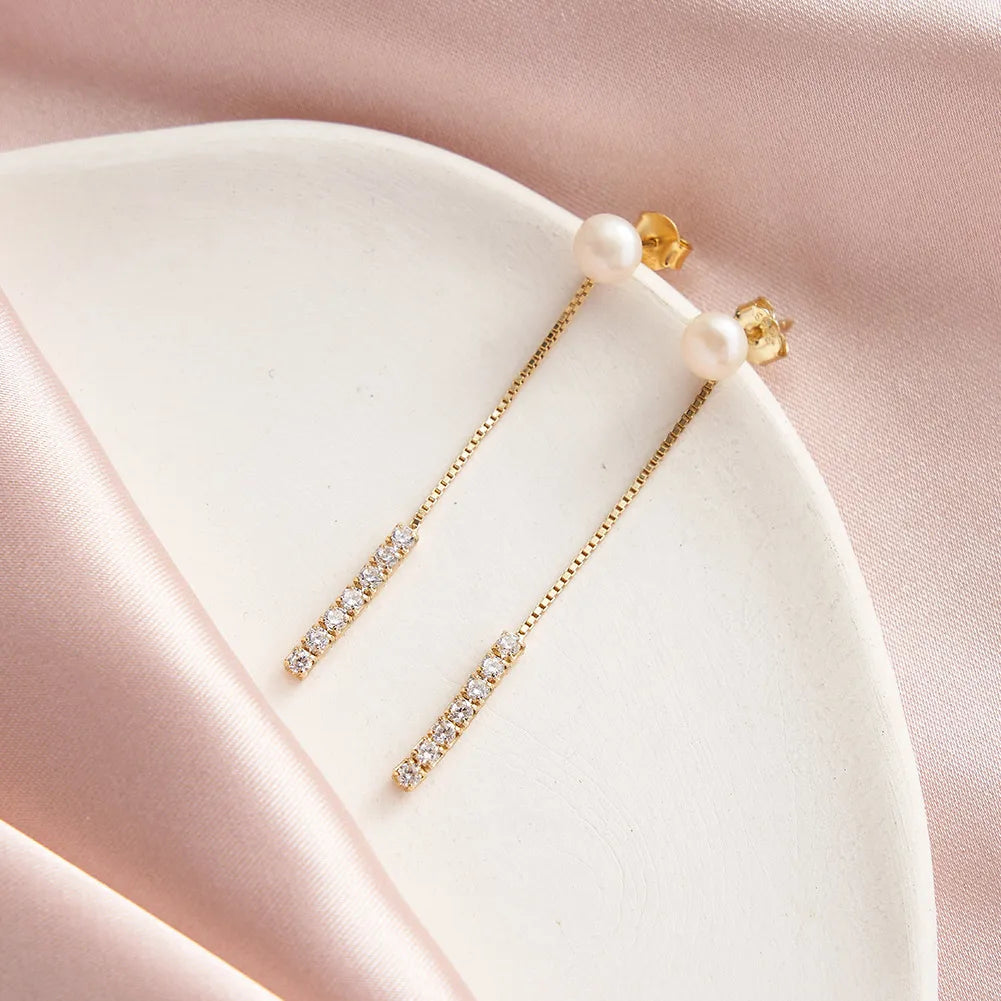 Aretes en Plata de Ley 925 y Perla Natural de Agua Dulce
