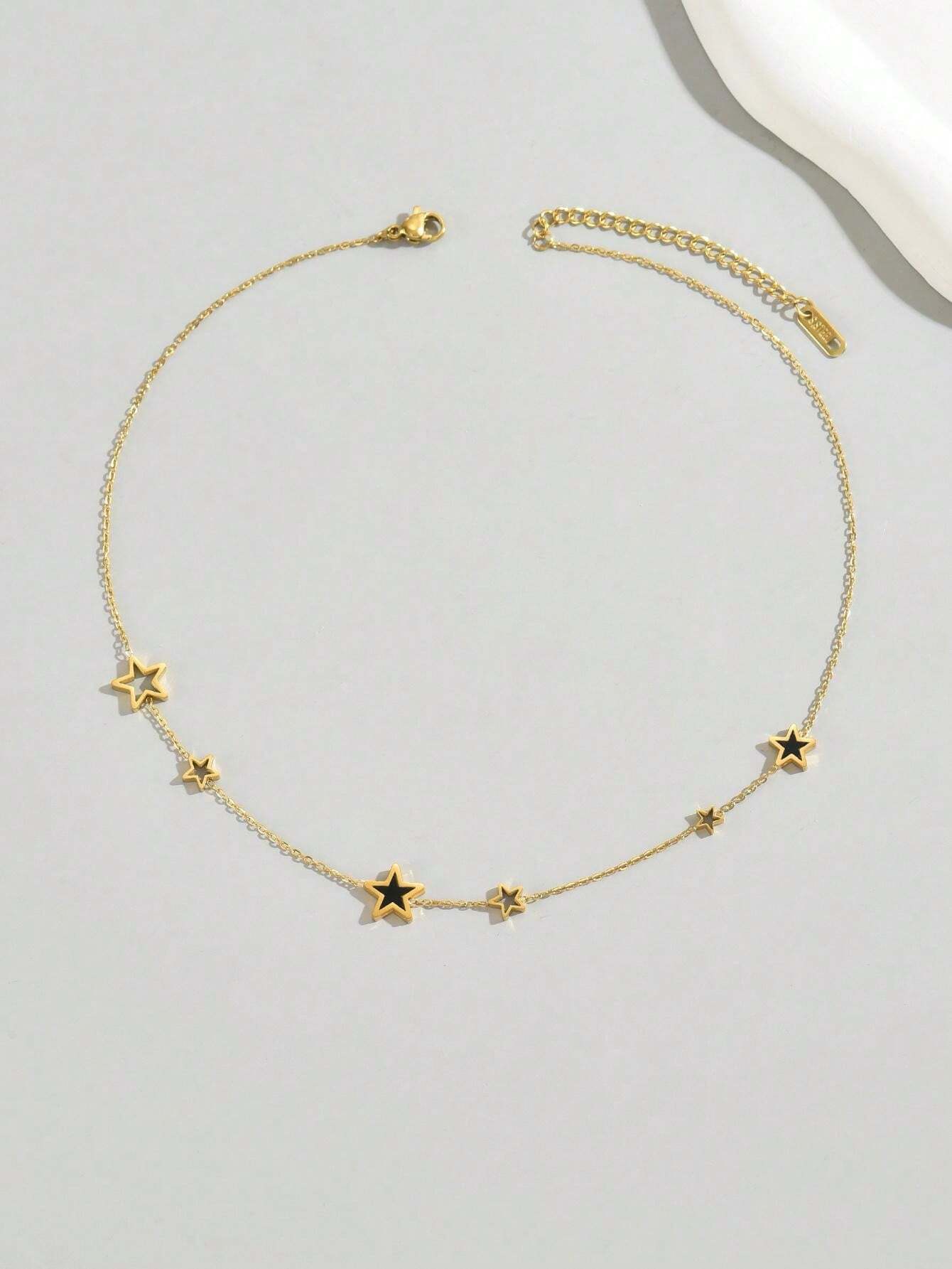 Collar de Estrellas en Acero Inoxidable Enchapado en Oro