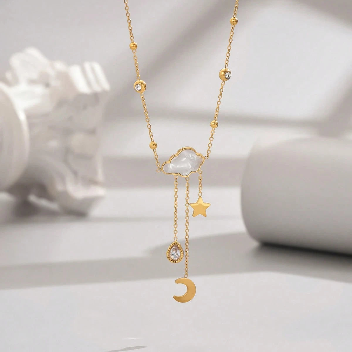 Collar de Nube en Acero Inoxidable Chapado en Oro