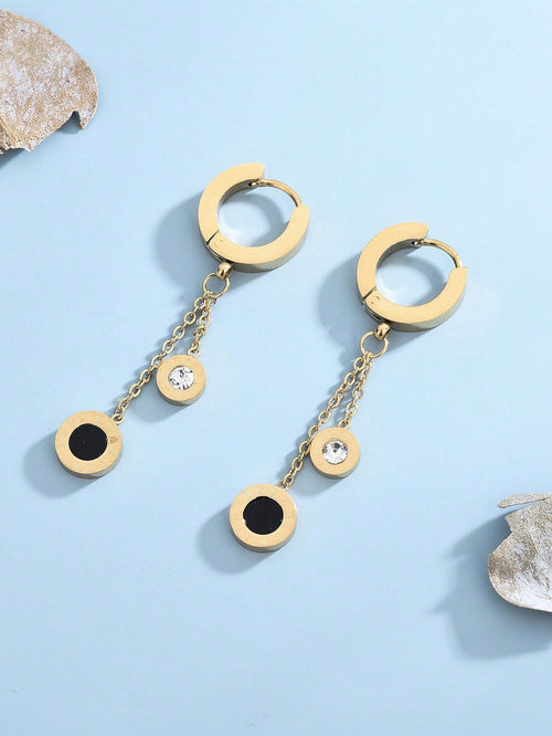 Aretes Colgantes de Números Romanos en Acero Inoxidable