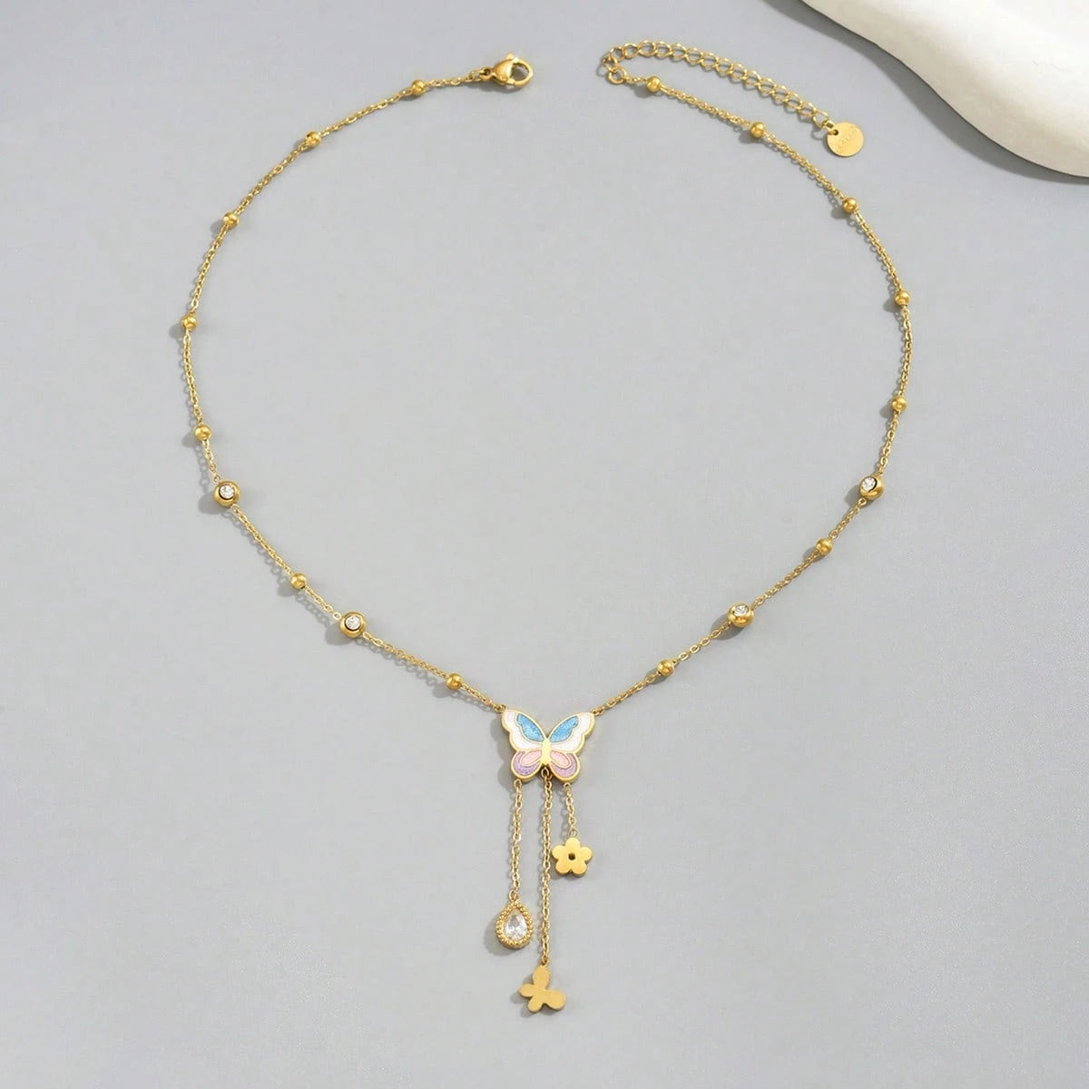 Collar de Mariposa en Acero Inoxidable Chapado en Oro