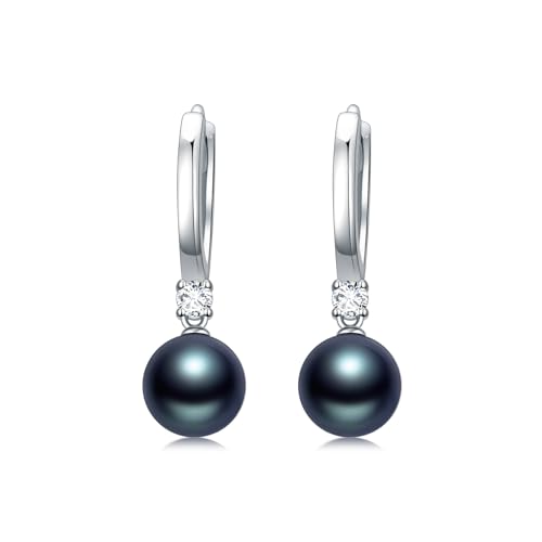 Aretes de Plata de Ley 925 y Perlas Negras Naturales Cultivadas