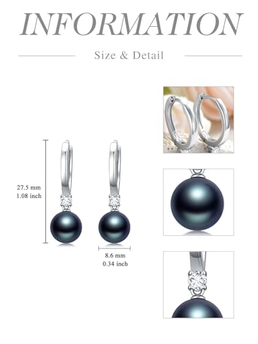 Aretes de Plata de Ley 925 y Perlas Negras Naturales Cultivadas