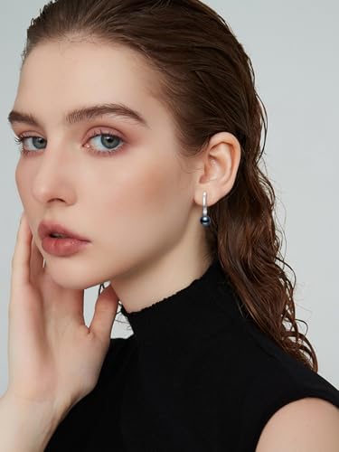 Aretes de Plata de Ley 925 y Perlas Negras Naturales Cultivadas