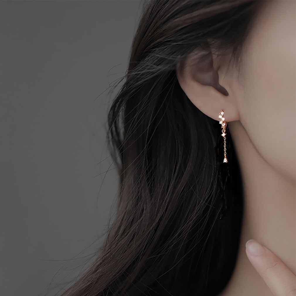 Aretes colgantes de Plata de Ley 925 con Oro Rosa