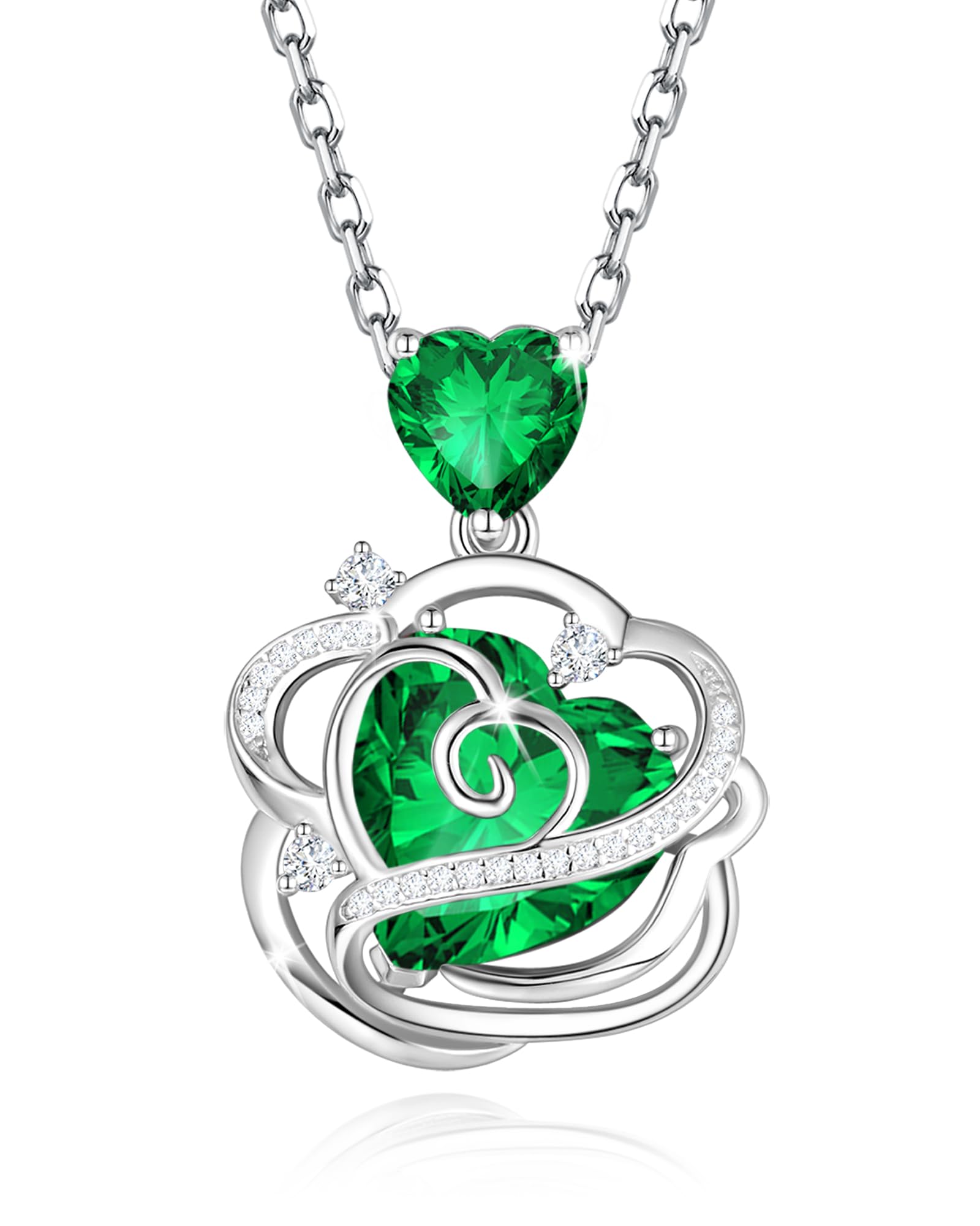 Collar de Plata de Ley 925 con Baño de Oro Blanco y Circonia Cúbica 5A