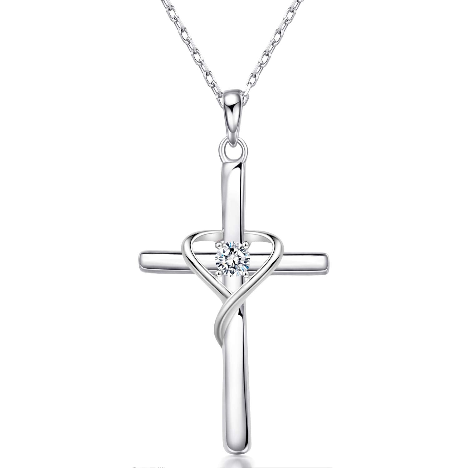 Collar de Cruz de Plata de Ley 925 Diseño de Infinito