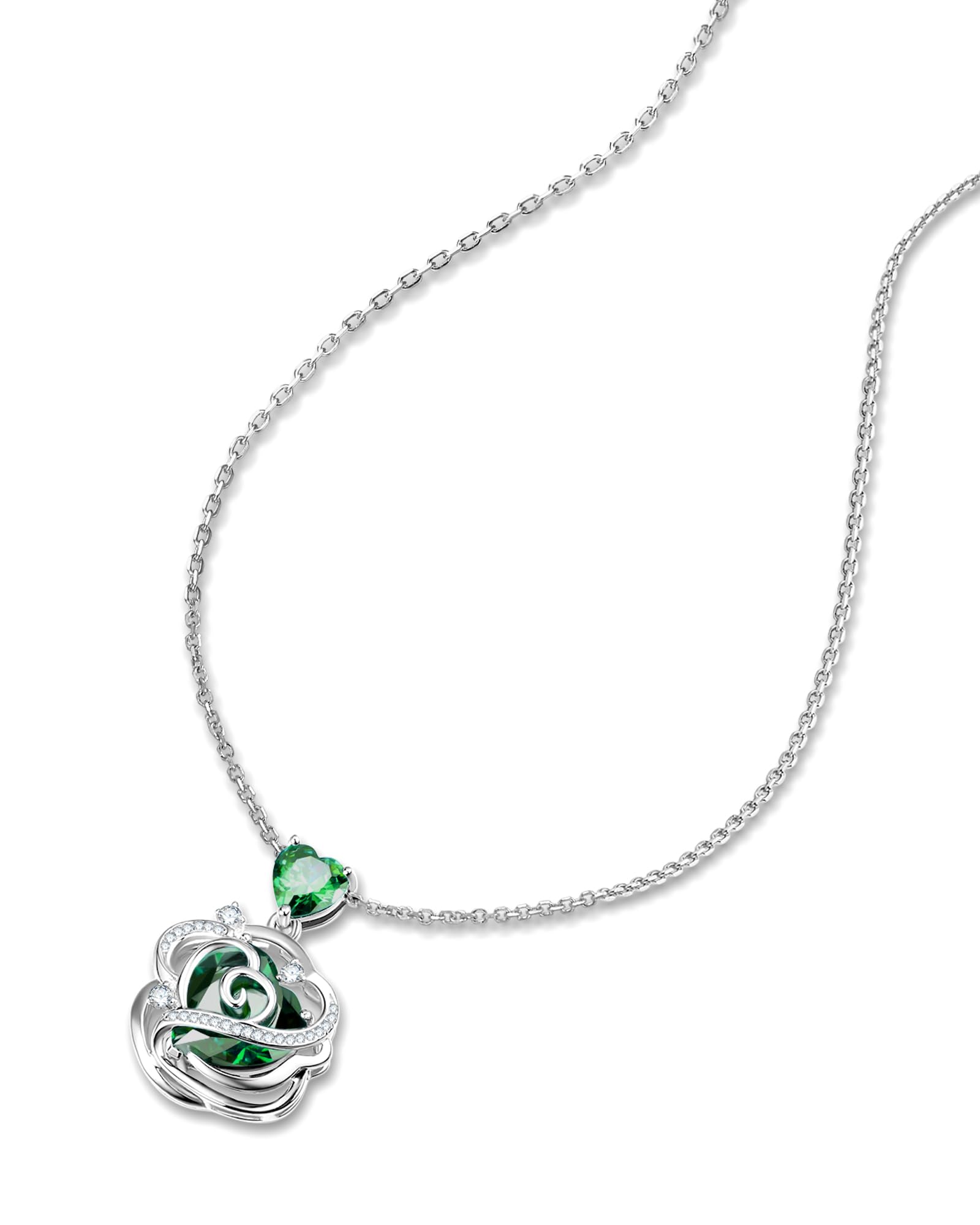 Collar de Plata de Ley 925 con Baño de Oro Blanco y Circonia Cúbica 5A
