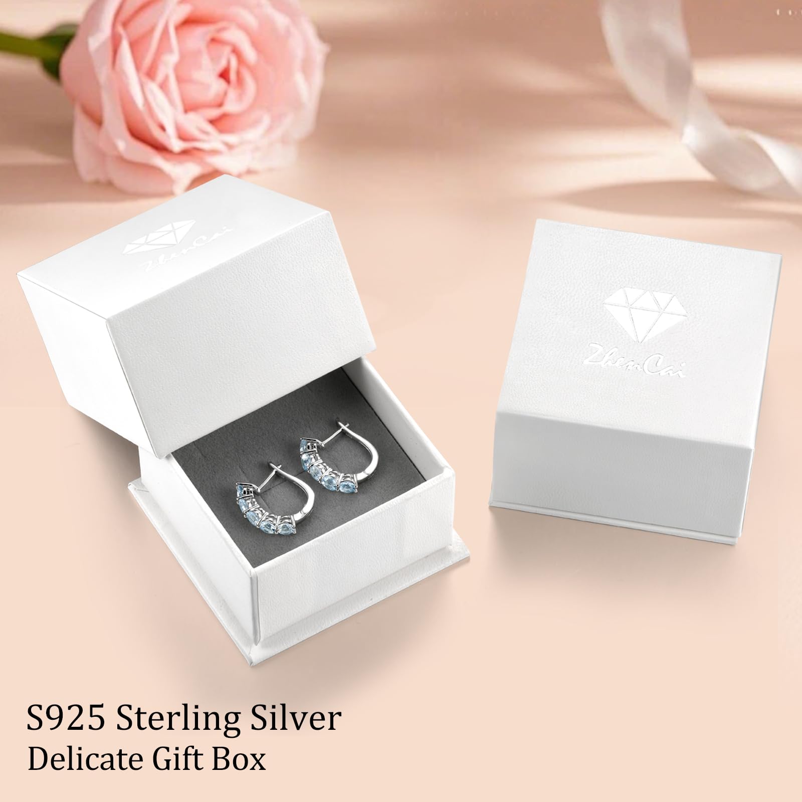 Aretes de Plata de Ley 925 y Aguamarina de Clip
