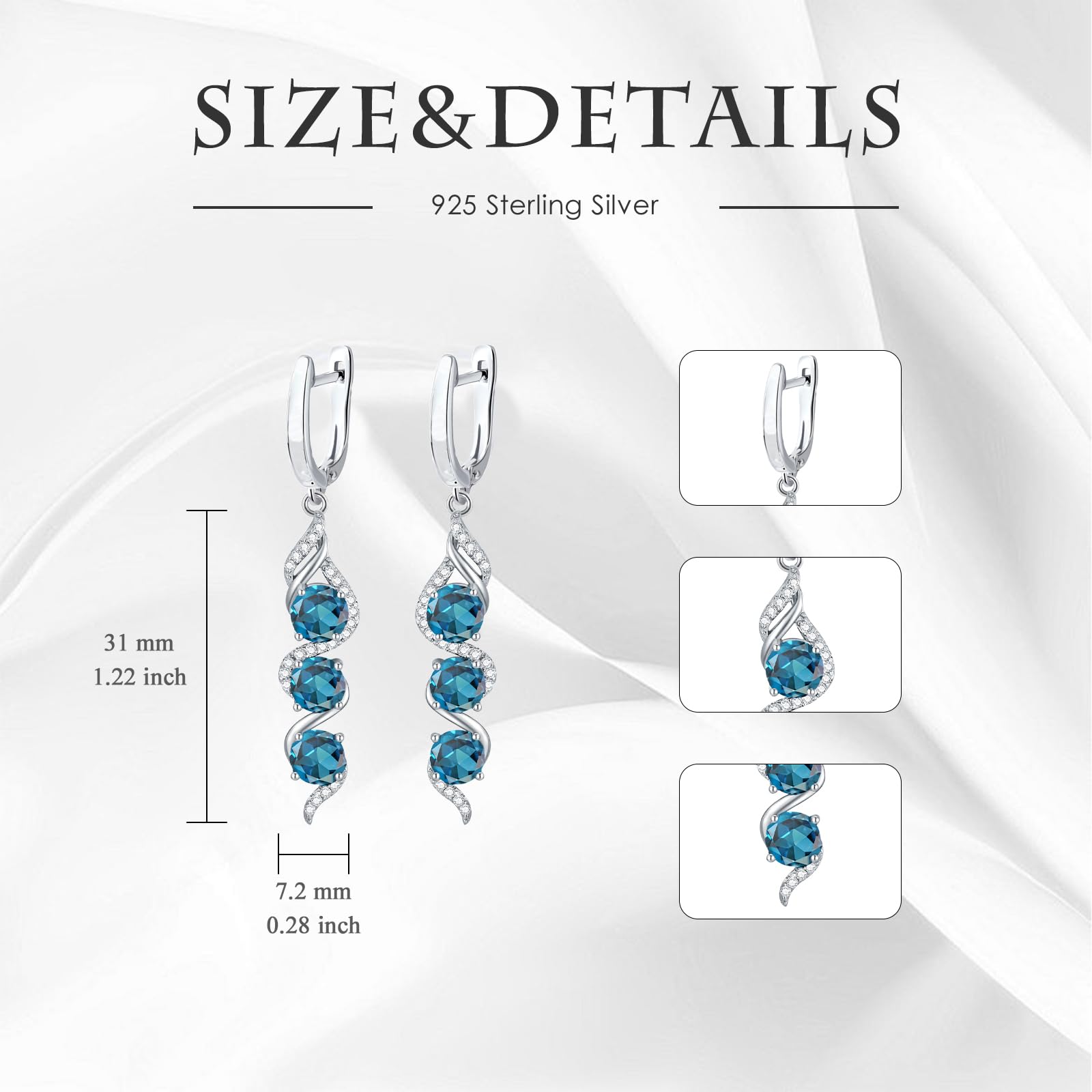 Aretes de Plata de Ley 925 y Topacios