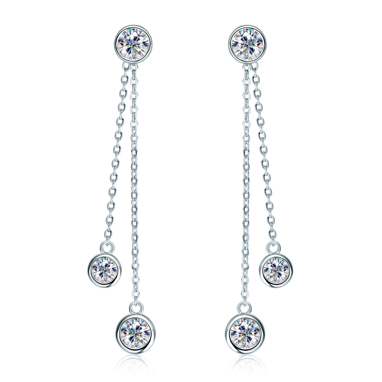 Aretes de Plata de Ley 925 y Moissanitas