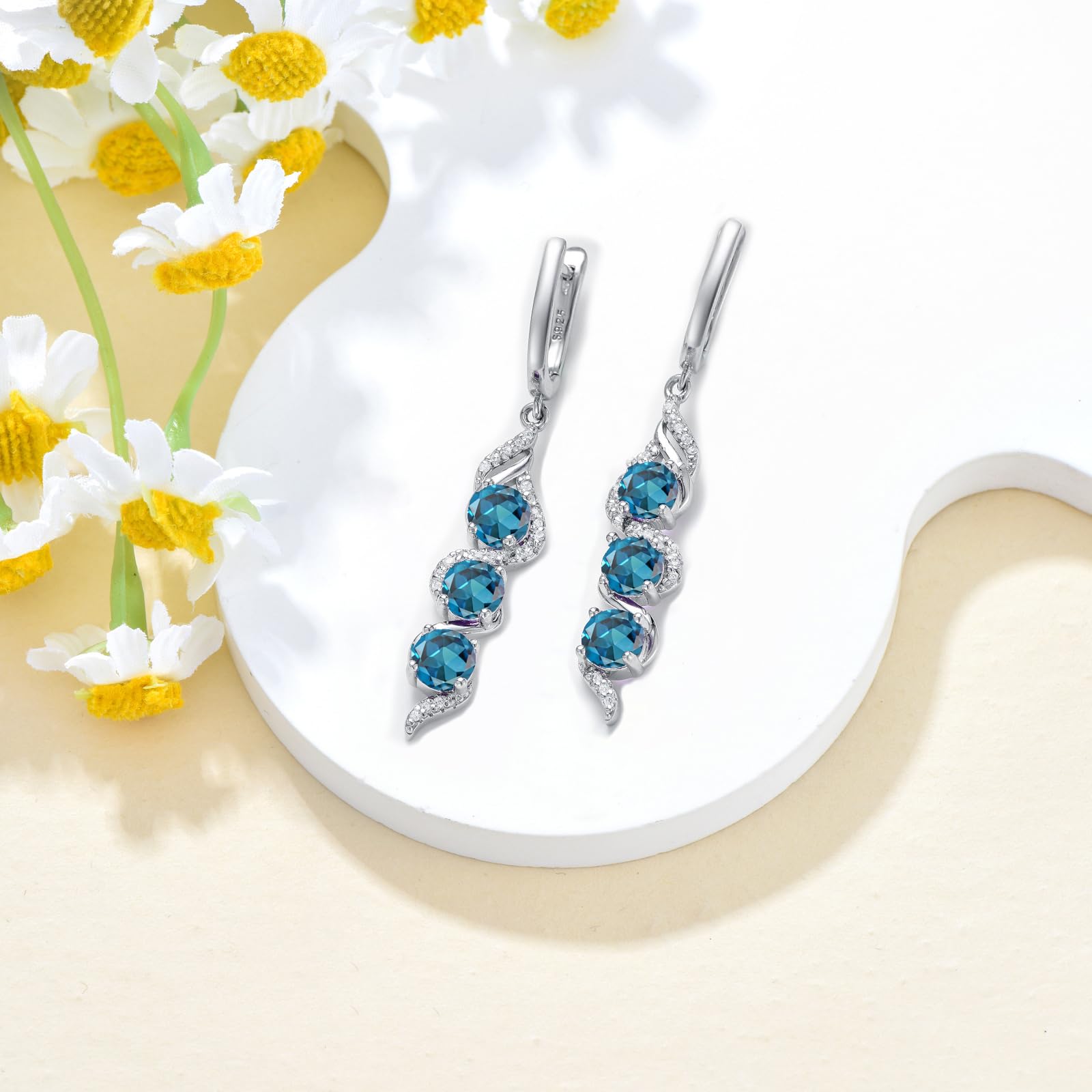 Aretes de Plata de Ley 925 y Topacios