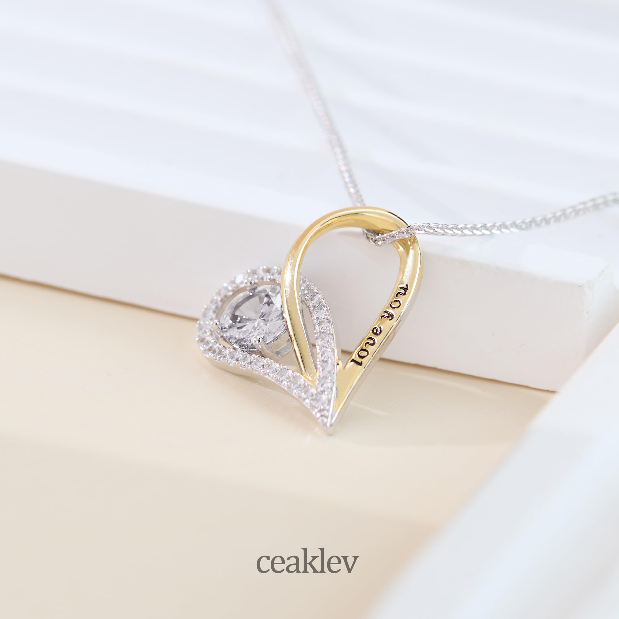 Collar de Plata de Ley 925 con Diseño de Corazón de Dos Tonos