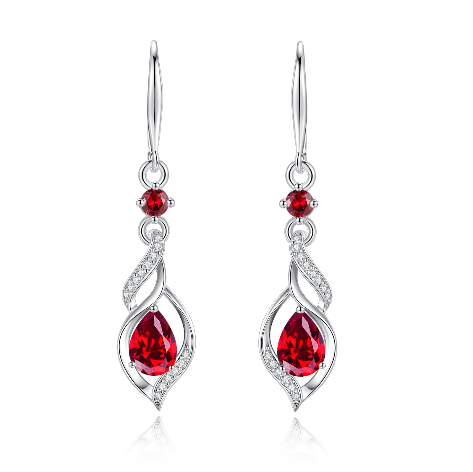 Aretes de Plata de Ley 925 y Rubí