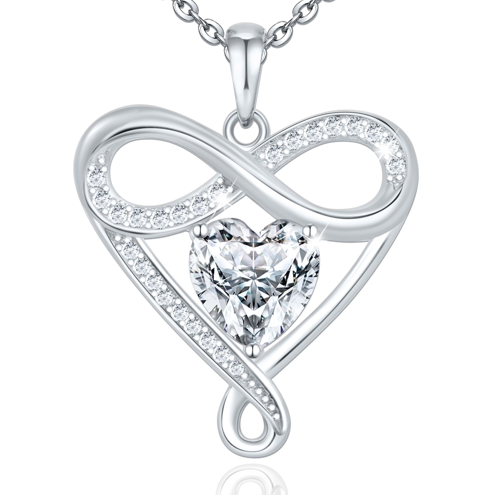 Collar de Plata de Ley 925 con Diseño de Corazón e Infinito