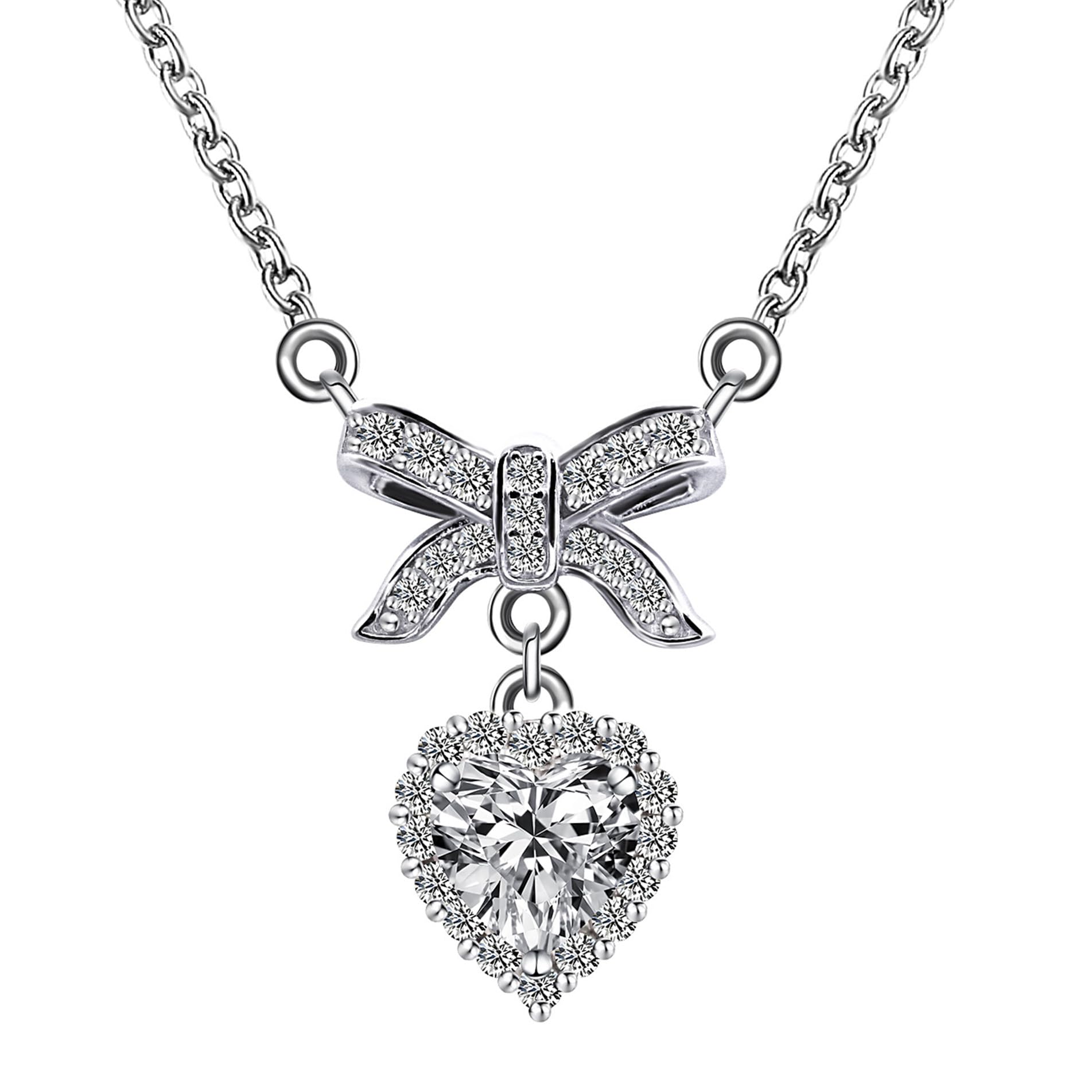 Collar de Plata de Ley 925 y Moissanita con Diseño de Corazón