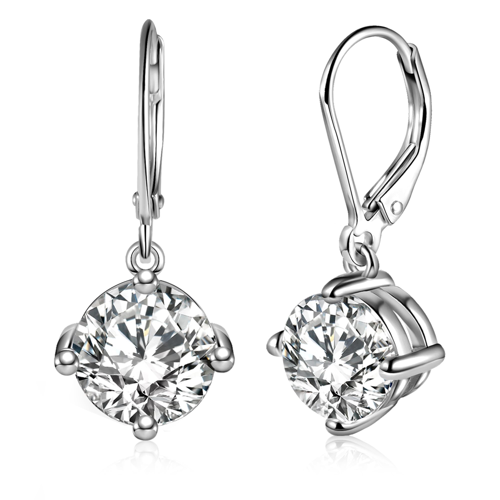 Aretes de Plata de Ley y Moissanita Estilo Clásico