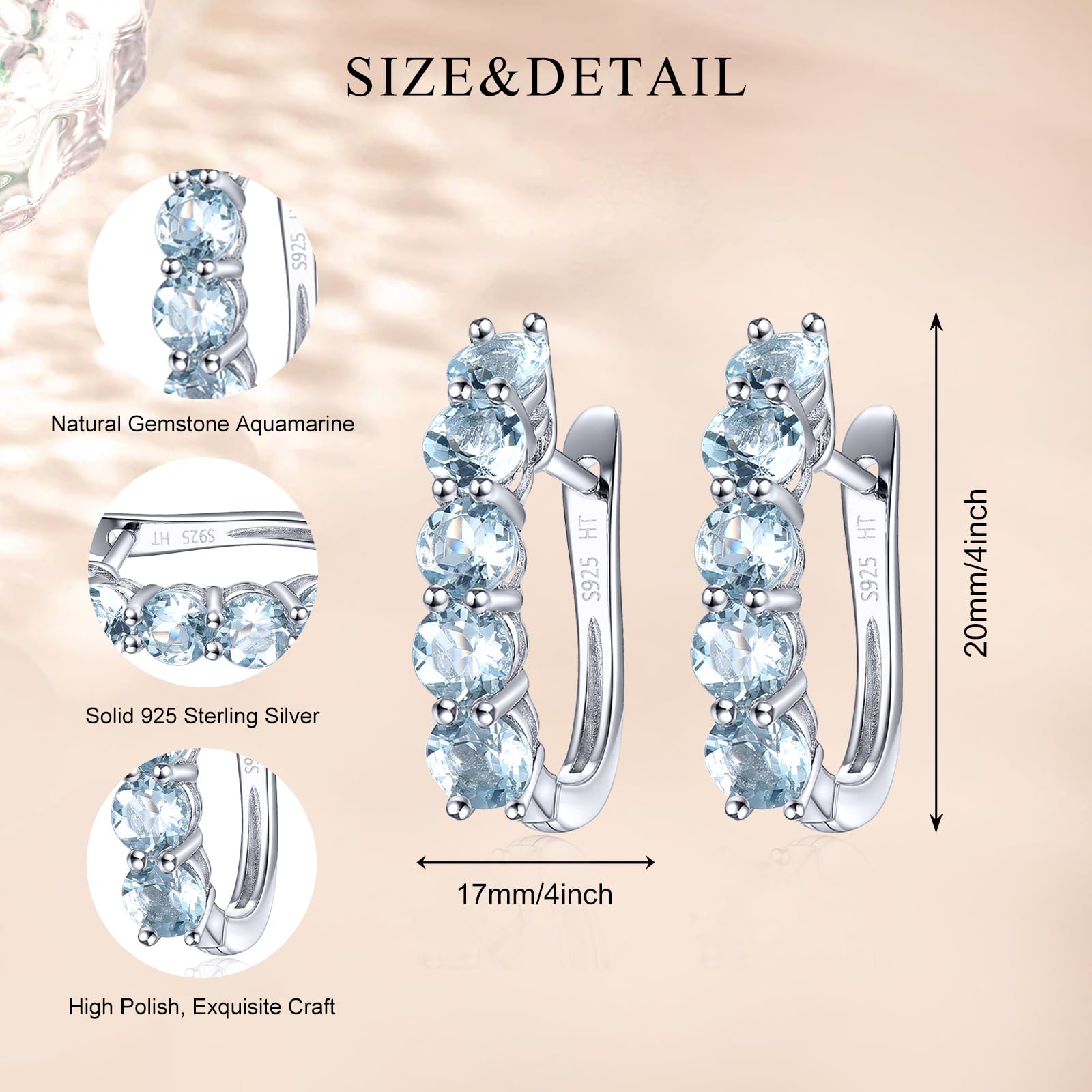Aretes de Plata de Ley 925 y Aguamarina de Clip