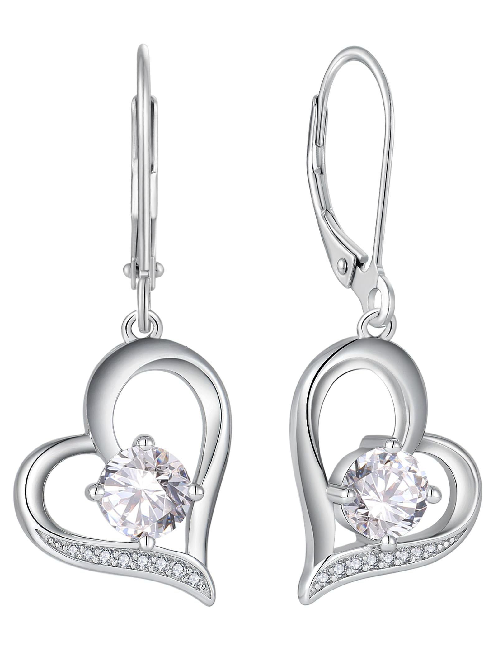 Aretes de Plata de Ley 925 tipo corazón